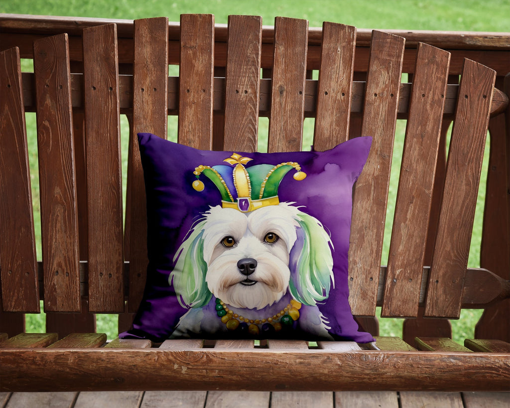 Coton de Tulear King of Mardi Gras Decorative Throw Pillow 14x14 Indoor Outdoor Accent Cushion, Fabric Cover with Insert for Sofa, Bed, Porch & Living Room