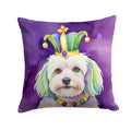 Coton de Tulear King of Mardi Gras Decorative Throw Pillow 18x18 Indoor Outdoor Accent Cushion, Fabric Cover with Insert for Sofa, Bed, Porch & Living Room