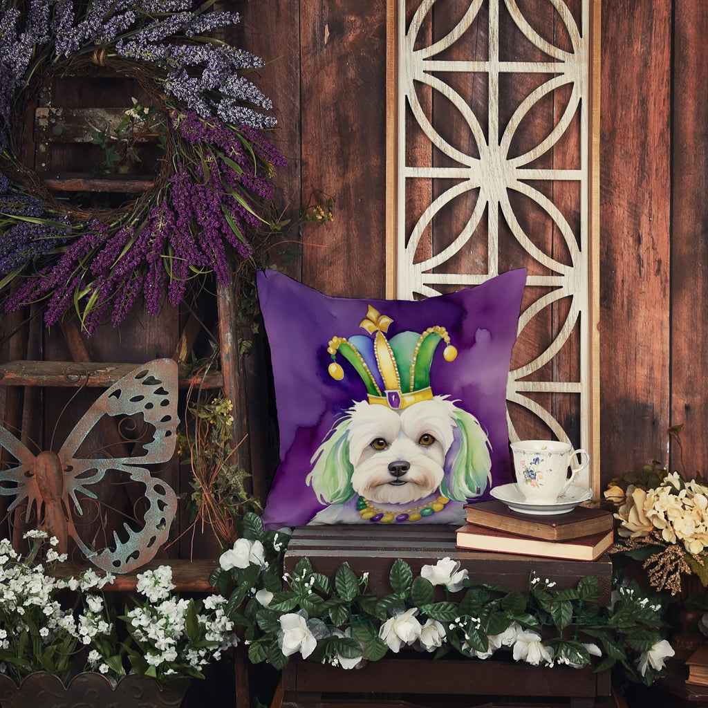 Coton de Tulear King of Mardi Gras Decorative Throw Pillow 18x18 Indoor Outdoor Accent Cushion, Fabric Cover with Insert for Sofa, Bed, Porch & Living Room