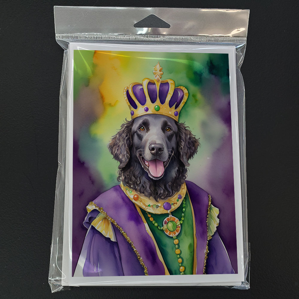 Curly-Coated Retriever King of Mardi Gras Greeting Cards Pack of 8 Blank Cards with Envelopes Whimsical A7 Size 5x7
