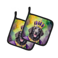 Curly-Coated Retriever King of Mardi Gras Pot Holder Set of 2 Heat Resistant Quilted Hot Pads 7.5 x 7.5 Inch, Insulated Kitchen Trivets for Cooking & Baking