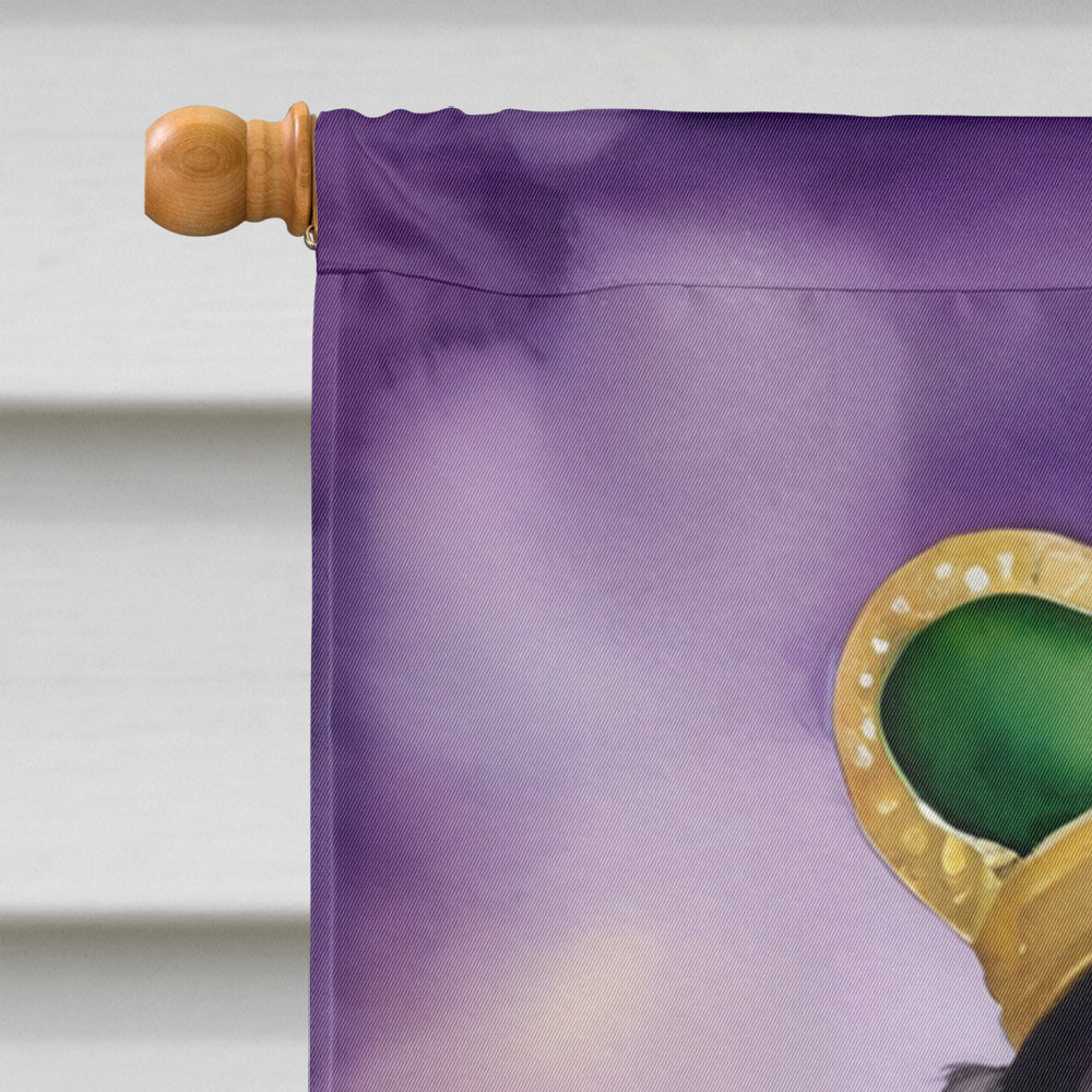 Dachshund King of Mardi Gras House Flag 28x40 Porch Sleeve Pole Decorative Outside Yard Banner Artwork Wall Hanging, Polyester