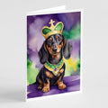 Dachshund King of Mardi Gras Greeting Cards Pack of 8 Blank Cards with Envelopes Whimsical A7 Size 5x7