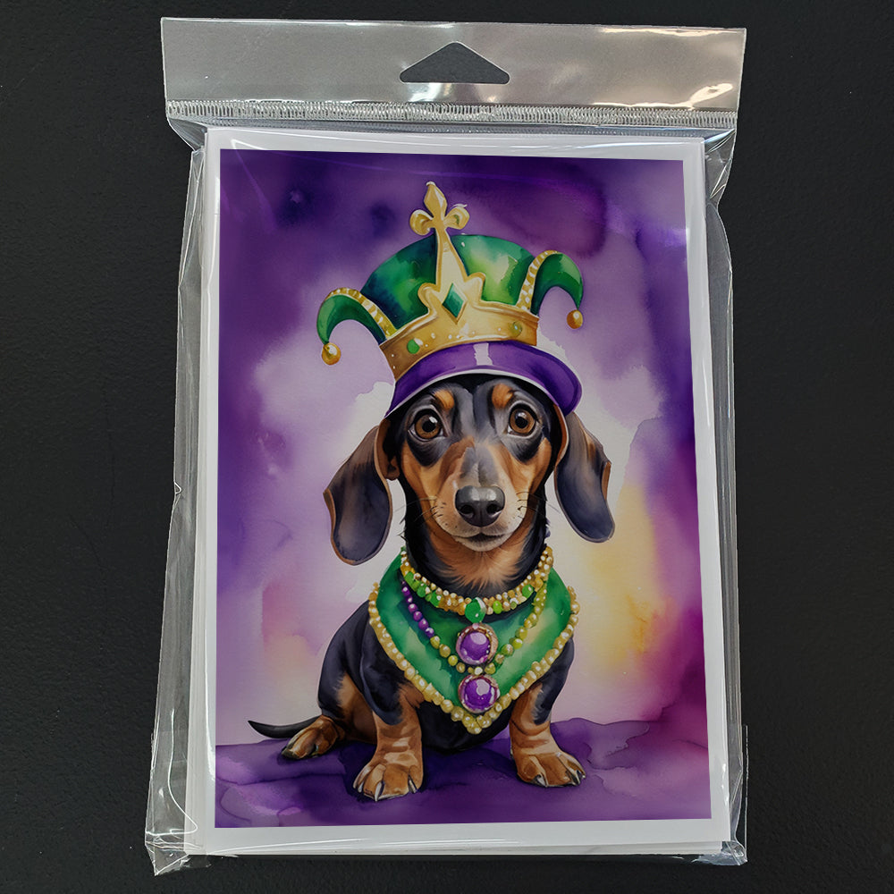 Dachshund King of Mardi Gras Greeting Cards Pack of 8 Blank Cards with Envelopes Whimsical A7 Size 5x7