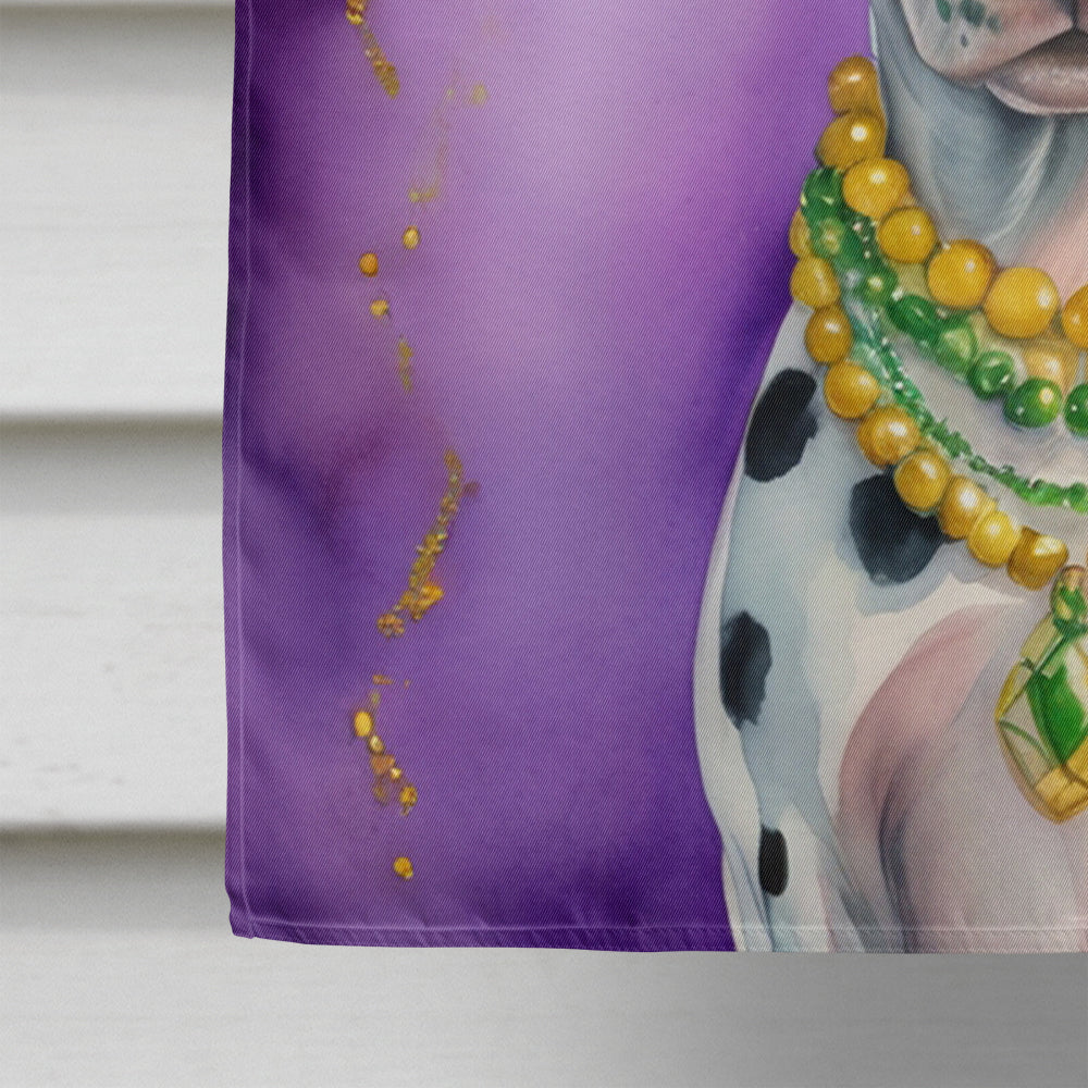 Dalmatian King of Mardi Gras House Flag 28x40 Porch Sleeve Pole Decorative Outside Yard Banner Artwork Wall Hanging, Polyester