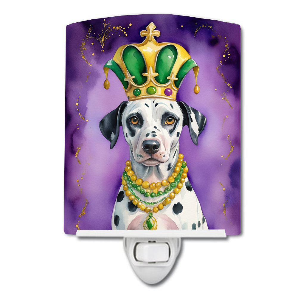 Dalmatian King of Mardi Gras Ceramic Night Light Compact, UL-Certified, Ideal for Bedroom, Bathroom, Nursery, Hallway, Kitchen, 6x4x3, Multicolor