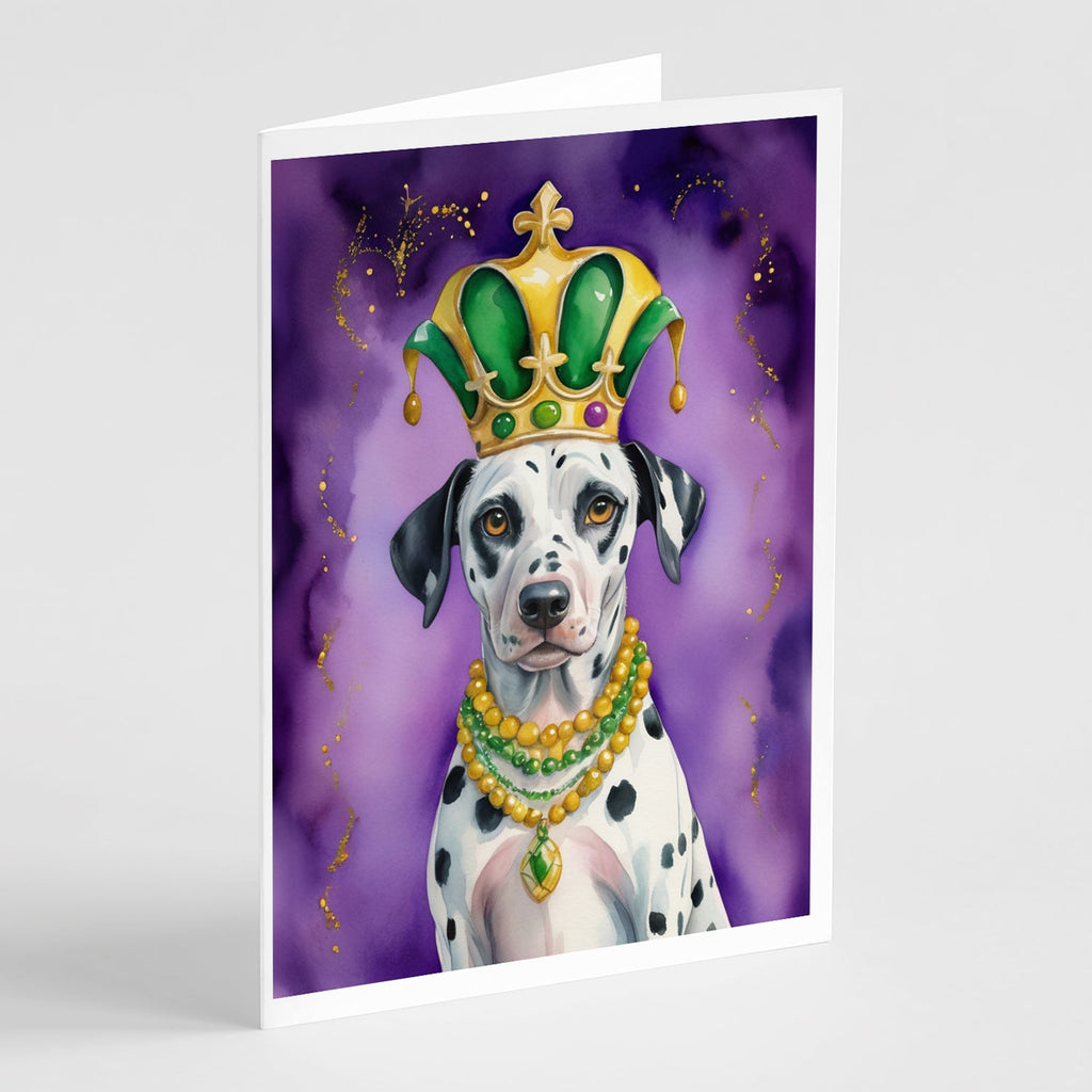 Dalmatian King of Mardi Gras Greeting Cards Pack of 8 Blank Cards with Envelopes Whimsical A7 Size 5x7