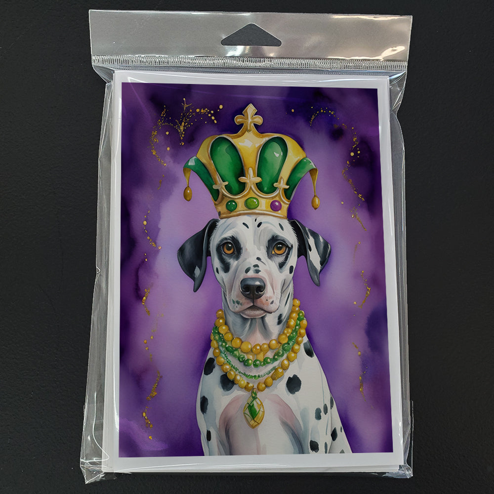 Dalmatian King of Mardi Gras Greeting Cards Pack of 8 Blank Cards with Envelopes Whimsical A7 Size 5x7