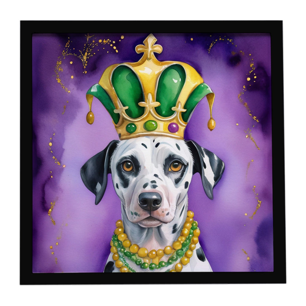 Dalmatian King of Mardi Gras Framed Metal Print Bathroom, Kitchen, Office, Home Decor Wall Art Ready to Hang, Square, 8X8