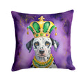 Dalmatian King of Mardi Gras Decorative Throw Pillow 14x14 Indoor Outdoor Accent Cushion, Fabric Cover with Insert for Sofa, Bed, Porch & Living Room