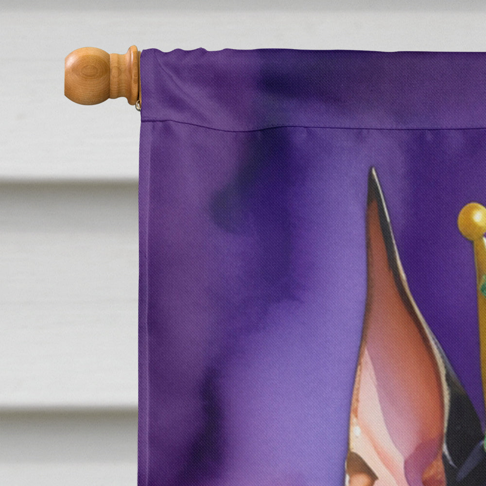 Doberman Pinscher King of Mardi Gras House Flag 28x40 Porch Sleeve Pole Decorative Outside Yard Banner Artwork Wall Hanging, Polyester