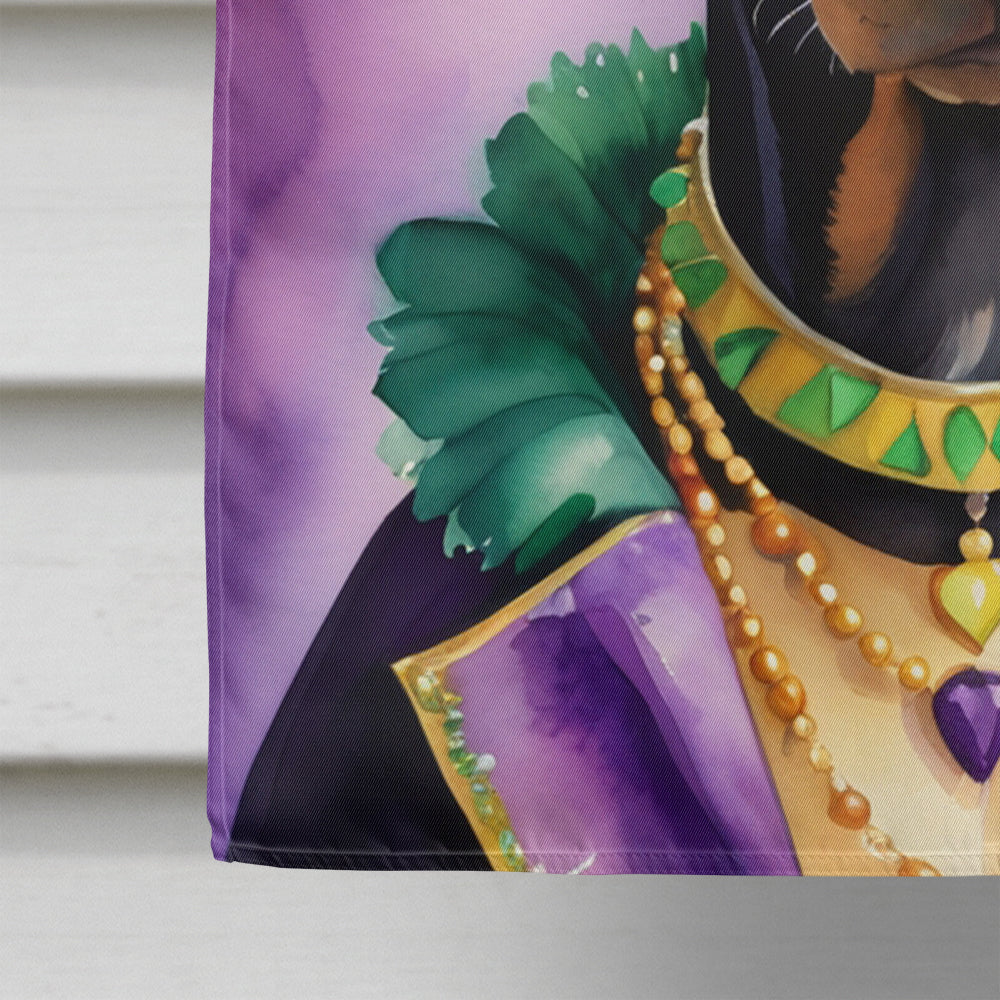 Doberman Pinscher King of Mardi Gras House Flag 28x40 Porch Sleeve Pole Decorative Outside Yard Banner Artwork Wall Hanging, Polyester