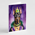 Doberman Pinscher King of Mardi Gras Greeting Cards Pack of 8 Blank Cards with Envelopes Whimsical A7 Size 5x7