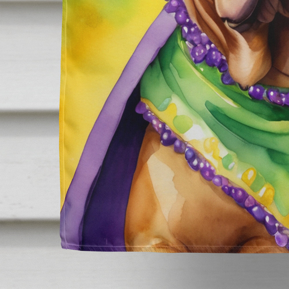 Dogue de Bordeaux King of Mardi Gras House Flag 28x40 Porch Sleeve Pole Decorative Outside Yard Banner Artwork Wall Hanging, Polyester