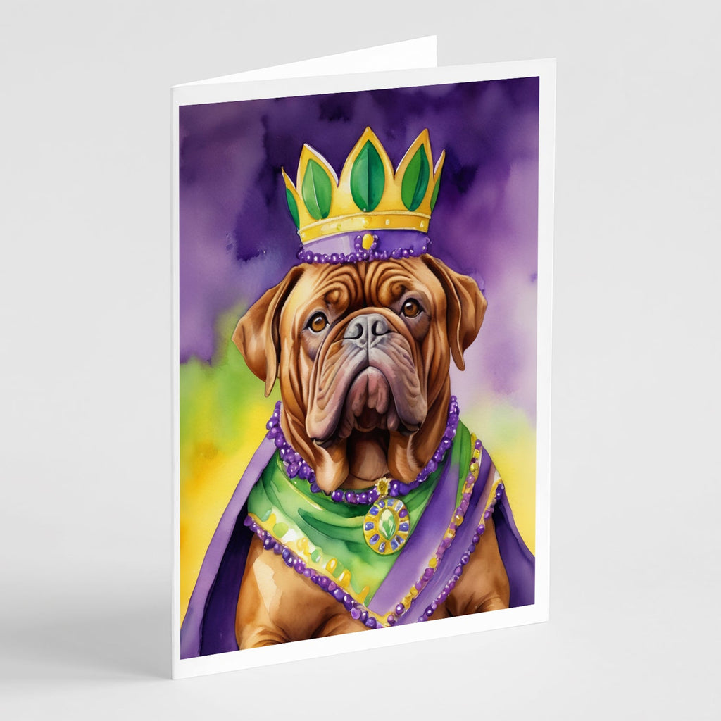 Dogue de Bordeaux King of Mardi Gras Greeting Cards Pack of 8 Blank Cards with Envelopes Whimsical A7 Size 5x7