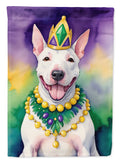 English Bull Terrier King of Mardi Gras House Flag 28x40 Porch Sleeve Pole Decorative Outside Yard Banner Artwork Wall Hanging, Polyester