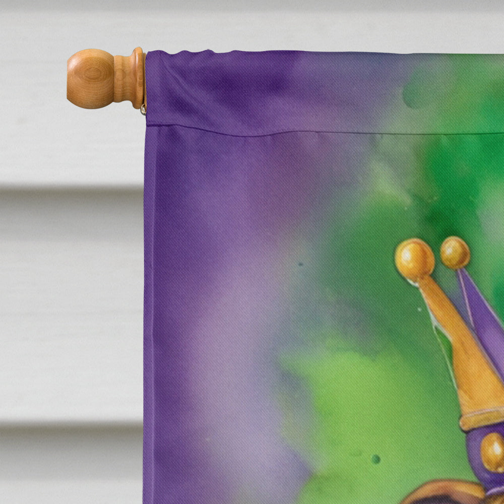 English Bulldog King of Mardi Gras House Flag 28x40 Porch Sleeve Pole Decorative Outside Yard Banner Artwork Wall Hanging, Polyester