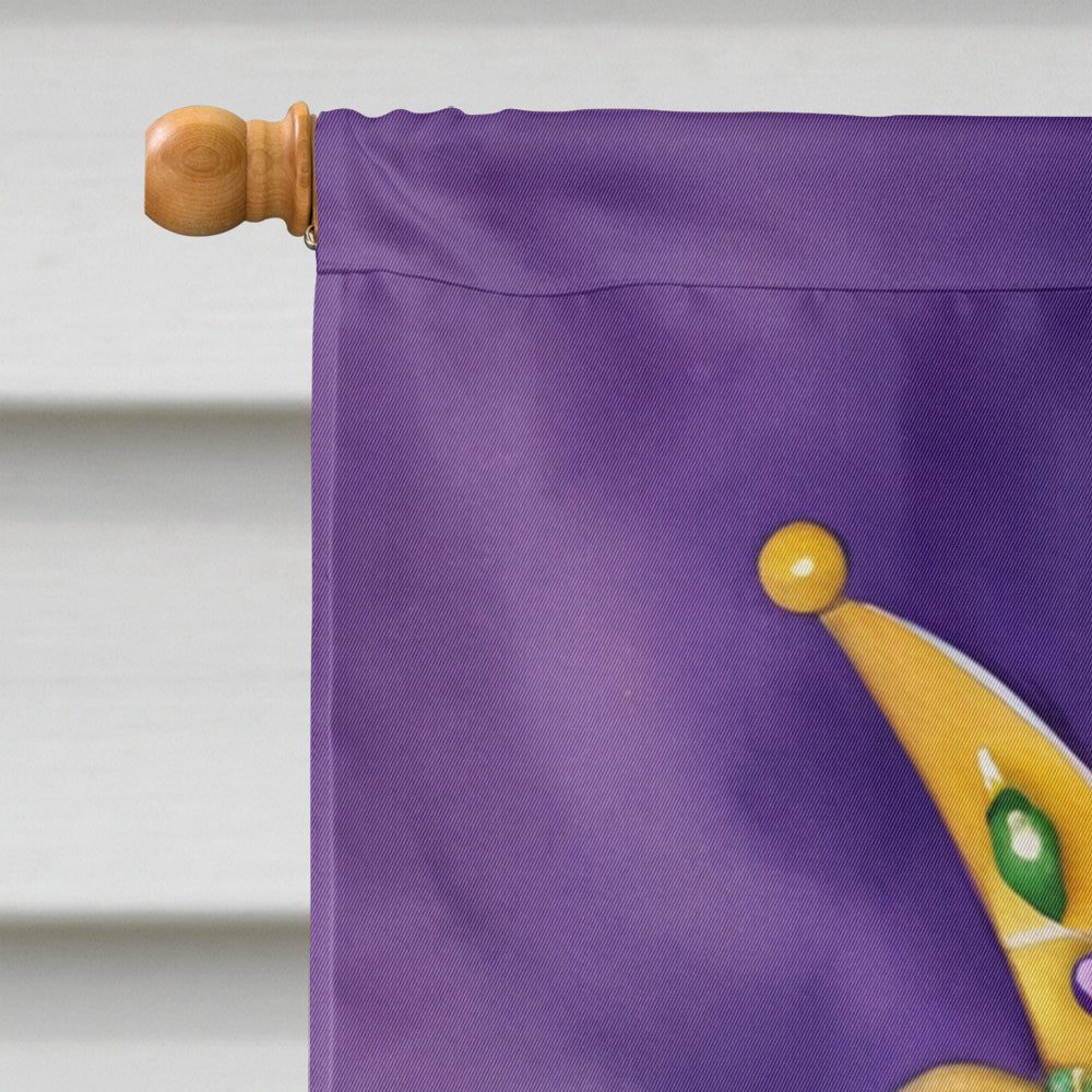 English Bulldog King of Mardi Gras House Flag 28x40 Porch Sleeve Pole Decorative Outside Yard Banner Artwork Wall Hanging, Polyester