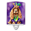 English Cocker Spaniel King of Mardi Gras Ceramic Night Light Compact, UL-Certified, Ideal for Bedroom, Bathroom, Nursery, Hallway, Kitchen, 6x4x3, Multicolor