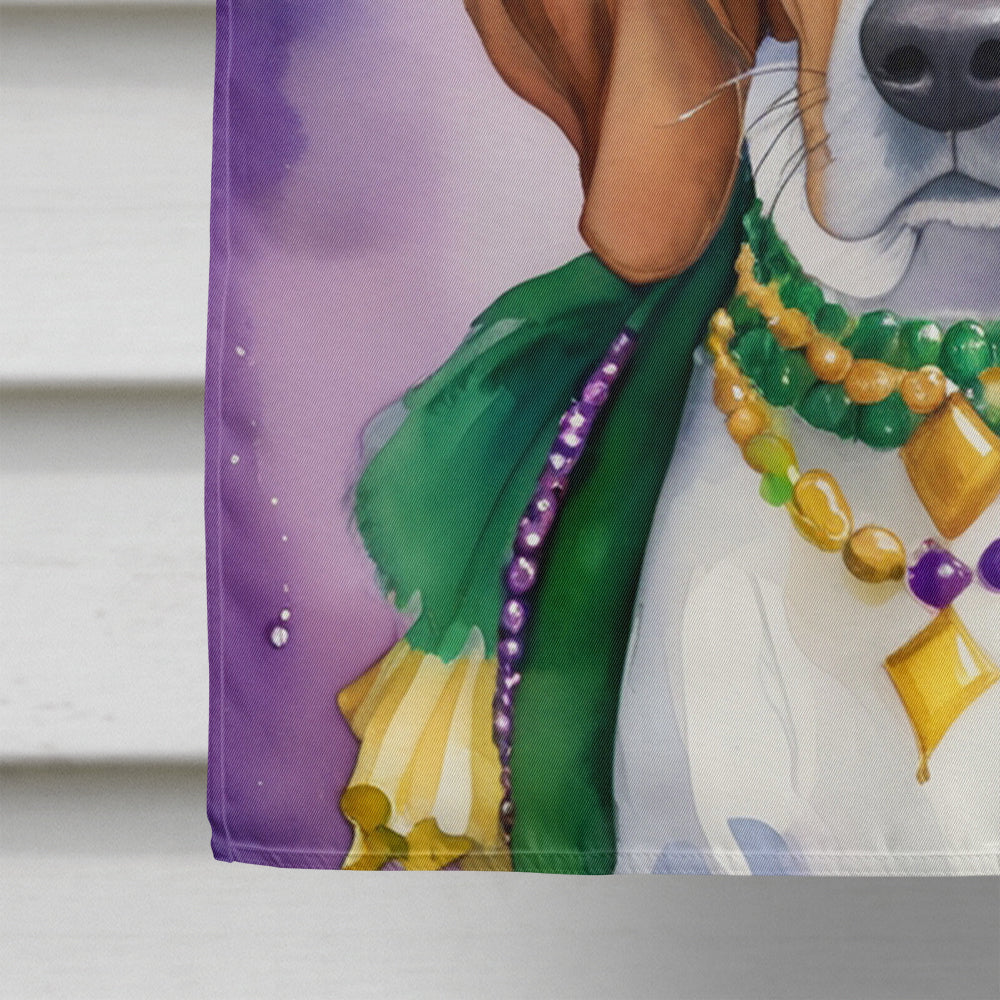 English Foxhound King of Mardi Gras House Flag 28x40 Porch Sleeve Pole Decorative Outside Yard Banner Artwork Wall Hanging, Polyester