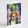 English Foxhound King of Mardi Gras Greeting Cards Pack of 8 Blank Cards with Envelopes Whimsical A7 Size 5x7