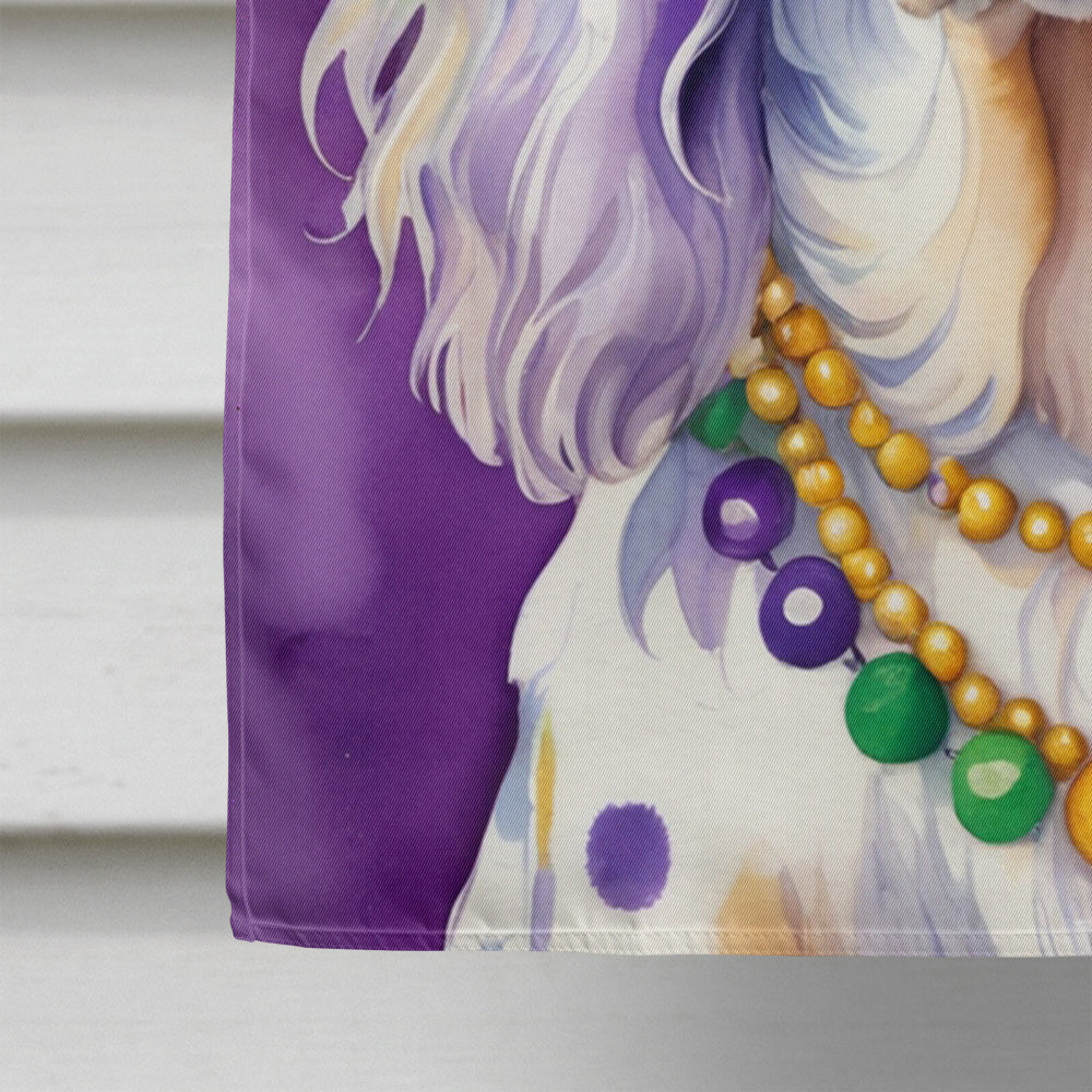English Setter King of Mardi Gras House Flag 28x40 Porch Sleeve Pole Decorative Outside Yard Banner Artwork Wall Hanging, Polyester