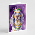 English Setter King of Mardi Gras Greeting Cards Pack of 8 Blank Cards with Envelopes Whimsical A7 Size 5x7