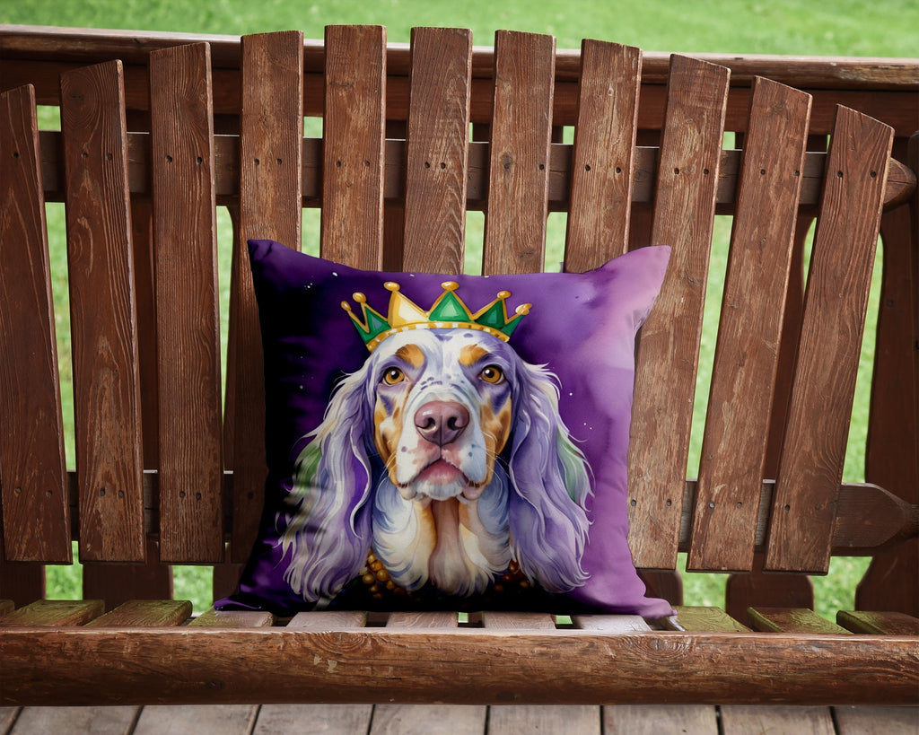 English Setter King of Mardi Gras Decorative Throw Pillow 14x14 Indoor Outdoor Accent Cushion, Fabric Cover with Insert for Sofa, Bed, Porch & Living Room