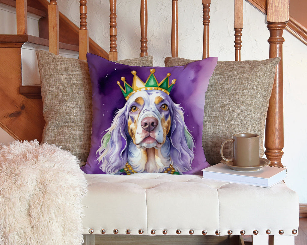 English Setter King of Mardi Gras Decorative Throw Pillow 14x14 Indoor Outdoor Accent Cushion, Fabric Cover with Insert for Sofa, Bed, Porch & Living Room