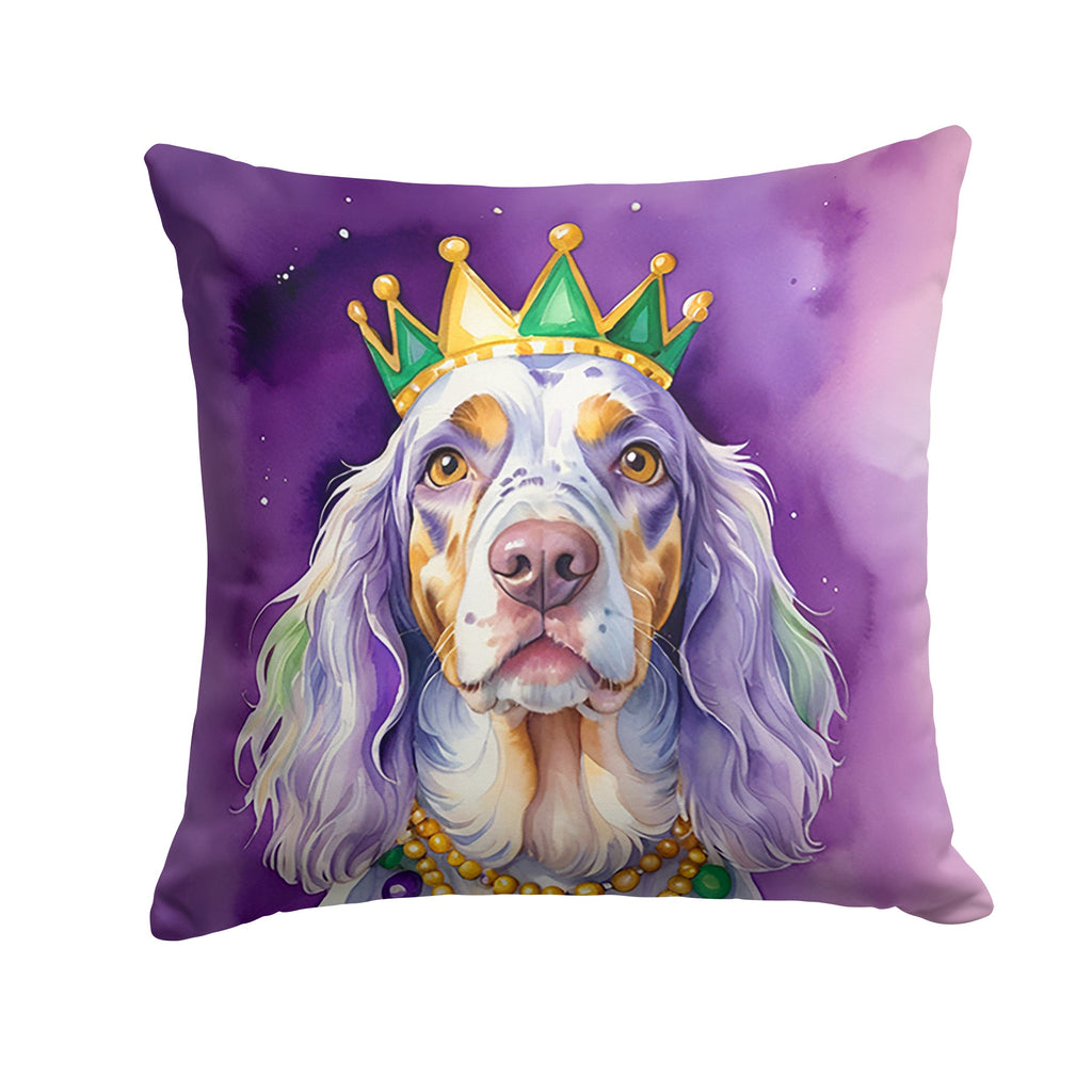 English Setter King of Mardi Gras Decorative Throw Pillow 18x18 Indoor Outdoor Accent Cushion, Fabric Cover with Insert for Sofa, Bed, Porch & Living Room