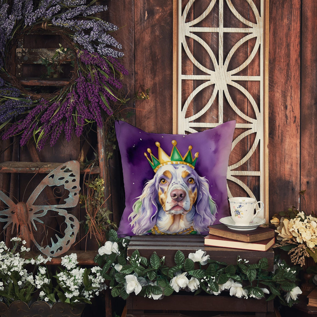 English Setter King of Mardi Gras Decorative Throw Pillow 18x18 Indoor Outdoor Accent Cushion, Fabric Cover with Insert for Sofa, Bed, Porch & Living Room