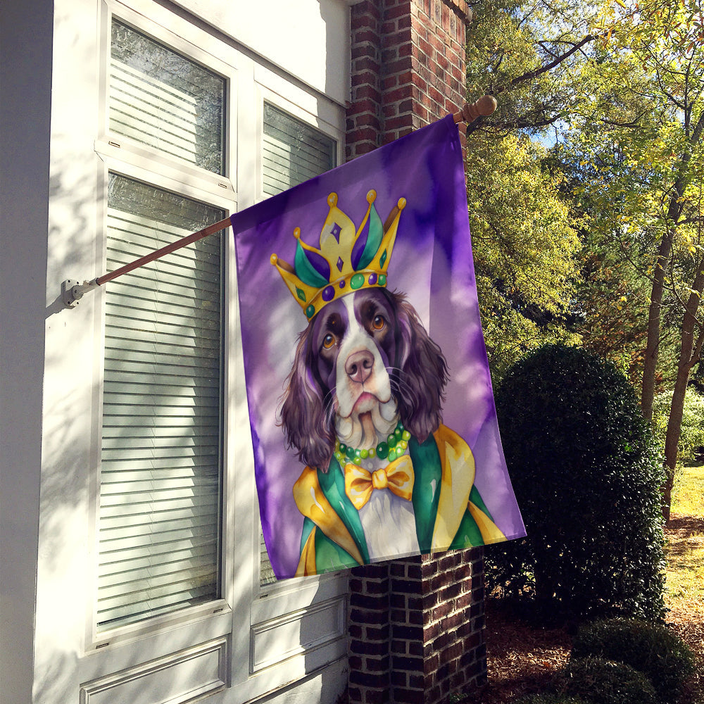English Springer Spaniel King of Mardi Gras House Flag 28x40 Porch Sleeve Pole Decorative Outside Yard Banner Artwork Wall Hanging, Polyester