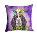 English Springer Spaniel King of Mardi Gras Decorative Throw Pillow 18x18 Indoor Outdoor Accent Cushion, Fabric Cover with Insert for Sofa, Bed, Porch & Living Room