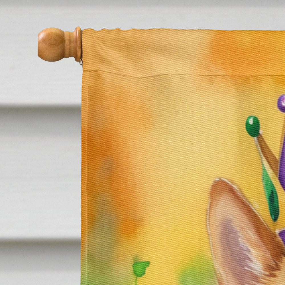 Finnish Spitz King of Mardi Gras House Flag 28x40 Porch Sleeve Pole Decorative Outside Yard Banner Artwork Wall Hanging, Polyester