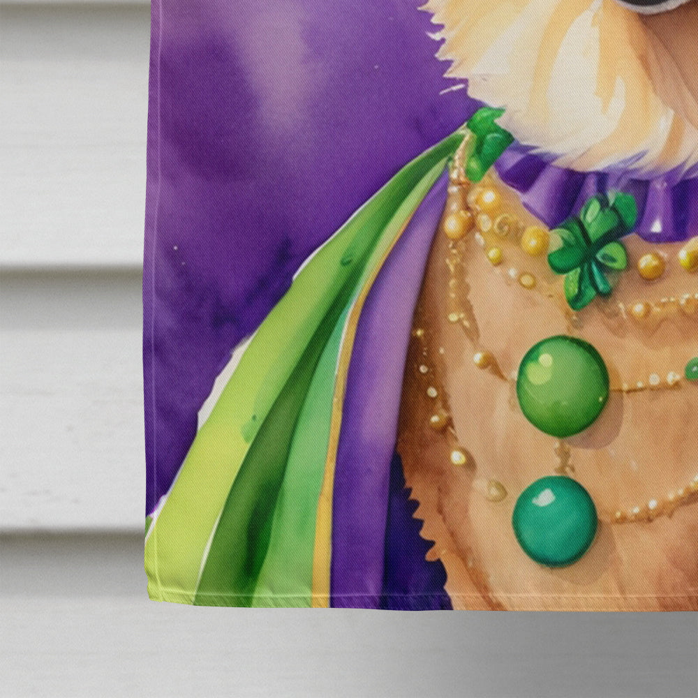 Finnish Spitz King of Mardi Gras House Flag 28x40 Porch Sleeve Pole Decorative Outside Yard Banner Artwork Wall Hanging, Polyester