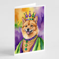 Finnish Spitz King of Mardi Gras Greeting Cards Pack of 8 Blank Cards with Envelopes Whimsical A7 Size 5x7