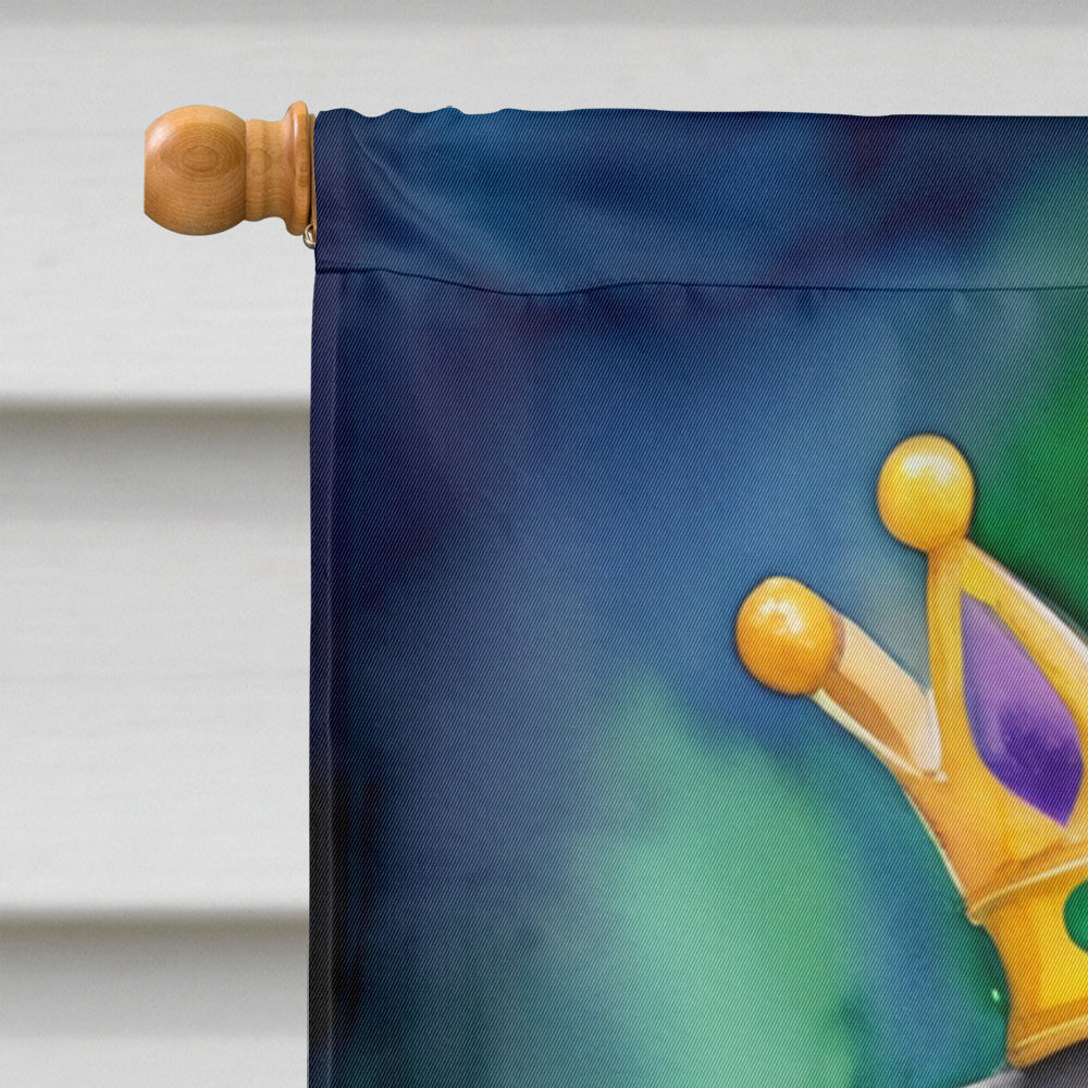 Flat-Coated Retriever King of Mardi Gras House Flag 28x40 Porch Sleeve Pole Decorative Outside Yard Banner Artwork Wall Hanging, Polyester