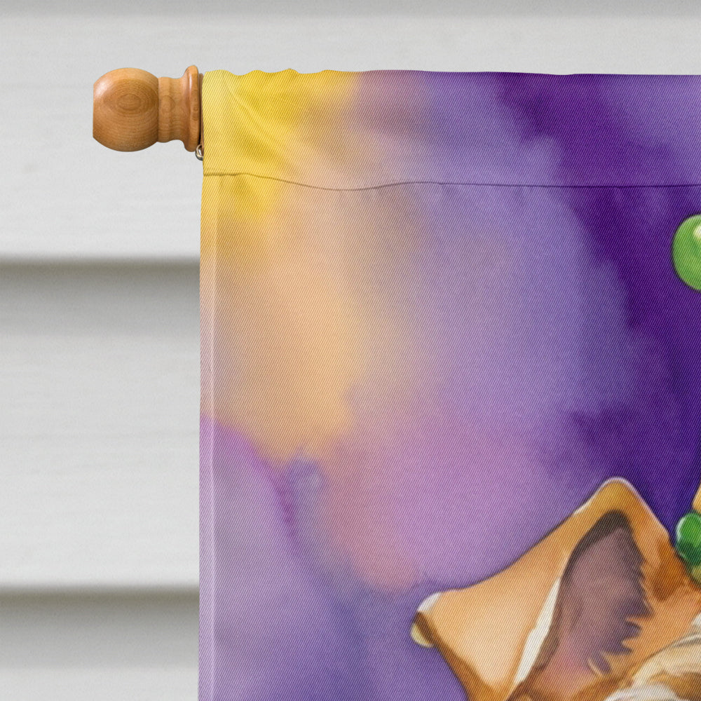 Fox Terrier King of Mardi Gras House Flag 28x40 Porch Sleeve Pole Decorative Outside Yard Banner Artwork Wall Hanging, Polyester