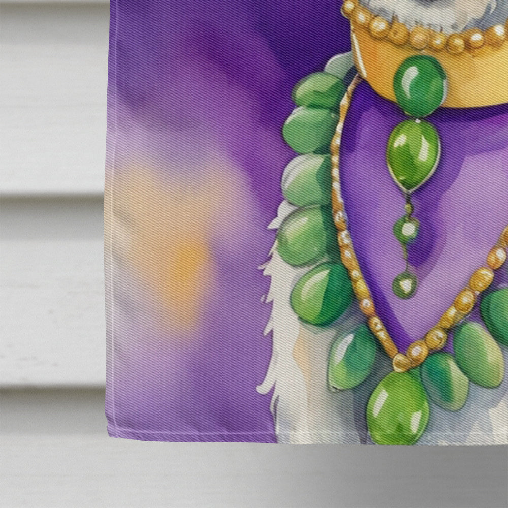 Fox Terrier King of Mardi Gras House Flag 28x40 Porch Sleeve Pole Decorative Outside Yard Banner Artwork Wall Hanging, Polyester