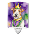 Fox Terrier King of Mardi Gras Ceramic Night Light Compact, UL-Certified, Ideal for Bedroom, Bathroom, Nursery, Hallway, Kitchen, 6x4x3, Multicolor