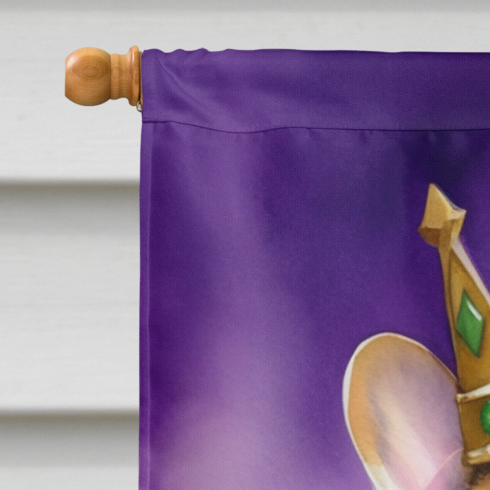 French Bulldog King of Mardi Gras House Flag 28x40 Porch Sleeve Pole Decorative Outside Yard Banner Artwork Wall Hanging, Polyester