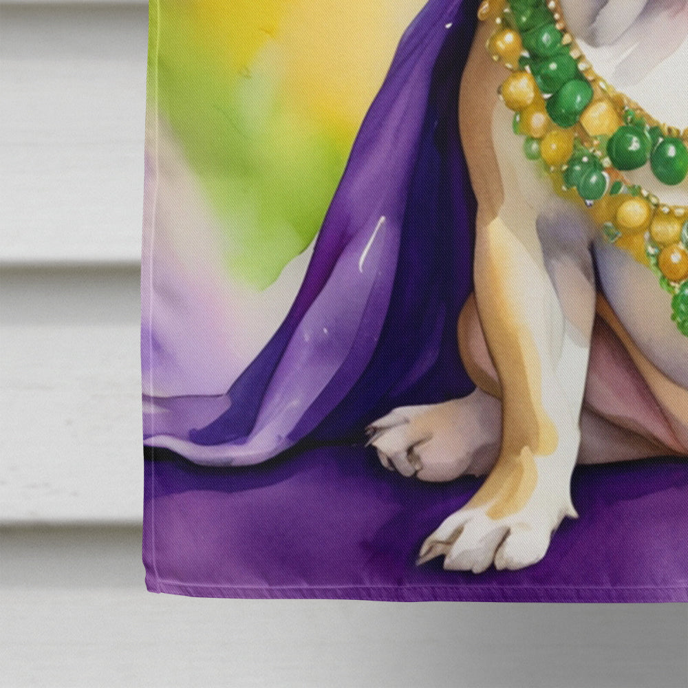 French Bulldog King of Mardi Gras House Flag 28x40 Porch Sleeve Pole Decorative Outside Yard Banner Artwork Wall Hanging, Polyester