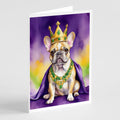 French Bulldog King of Mardi Gras Greeting Cards Pack of 8 Blank Cards with Envelopes Whimsical A7 Size 5x7