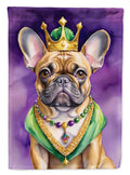 French Bulldog King of Mardi Gras House Flag 28x40 Porch Sleeve Pole Decorative Outside Yard Banner Artwork Wall Hanging, Polyester