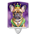 French Bulldog King of Mardi Gras Ceramic Night Light Compact, UL-Certified, Ideal for Bedroom, Bathroom, Nursery, Hallway, Kitchen, 6x4x3, Multicolor