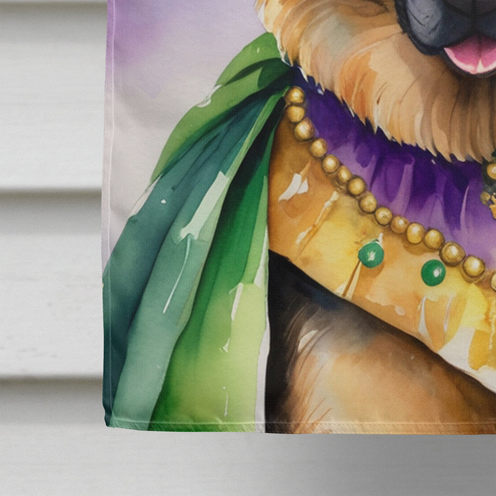 German Shepherd King of Mardi Gras House Flag 28x40 Porch Sleeve Pole Decorative Outside Yard Banner Artwork Wall Hanging, Polyester