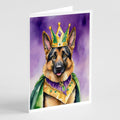 German Shepherd King of Mardi Gras Greeting Cards Pack of 8 Blank Cards with Envelopes Whimsical A7 Size 5x7
