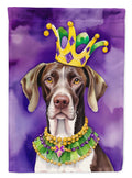 German Shorthaired Pointer King of Mardi Gras House Flag 28x40 Porch Sleeve Pole Decorative Outside Yard Banner Artwork Wall Hanging, Polyester