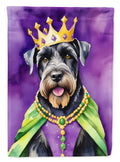 Giant Schnauzer King of Mardi Gras House Flag 28x40 Porch Sleeve Pole Decorative Outside Yard Banner Artwork Wall Hanging, Polyester