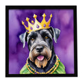 Giant Schnauzer King of Mardi Gras Framed Metal Print Bathroom, Kitchen, Office, Home Decor Wall Art Ready to Hang, Square, 8X8